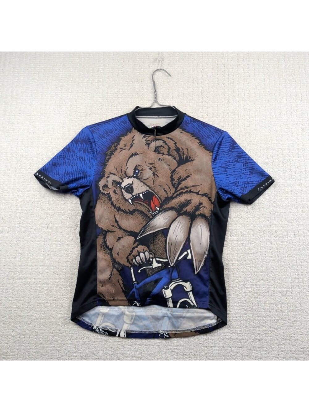 Vintage Primal Wear Bike Jersey Sz M Grizzly Bear AOP Grunge Purple 2000's Y2K